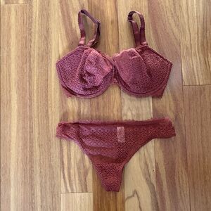 Bare Necessities Lace Bra Set - Deep Red
